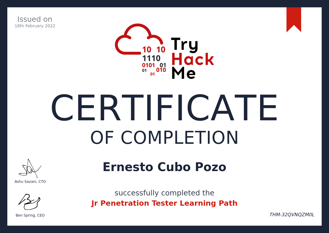 jr Penetration Tester Learning Path